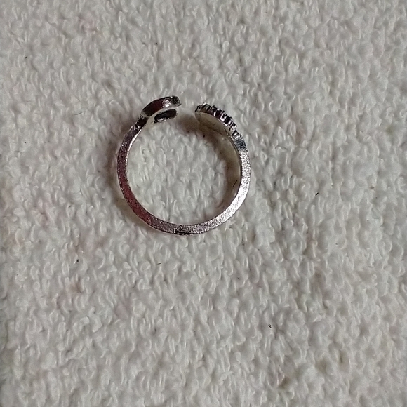 Silvertone moon sun ring adjustable size 6 - Picture 4 of 4